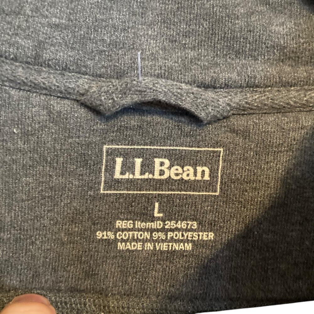 L.L. Bean Heather Gray Quarter Zip Pullover Sweatshirt Men's Large - Picture 4 of 16